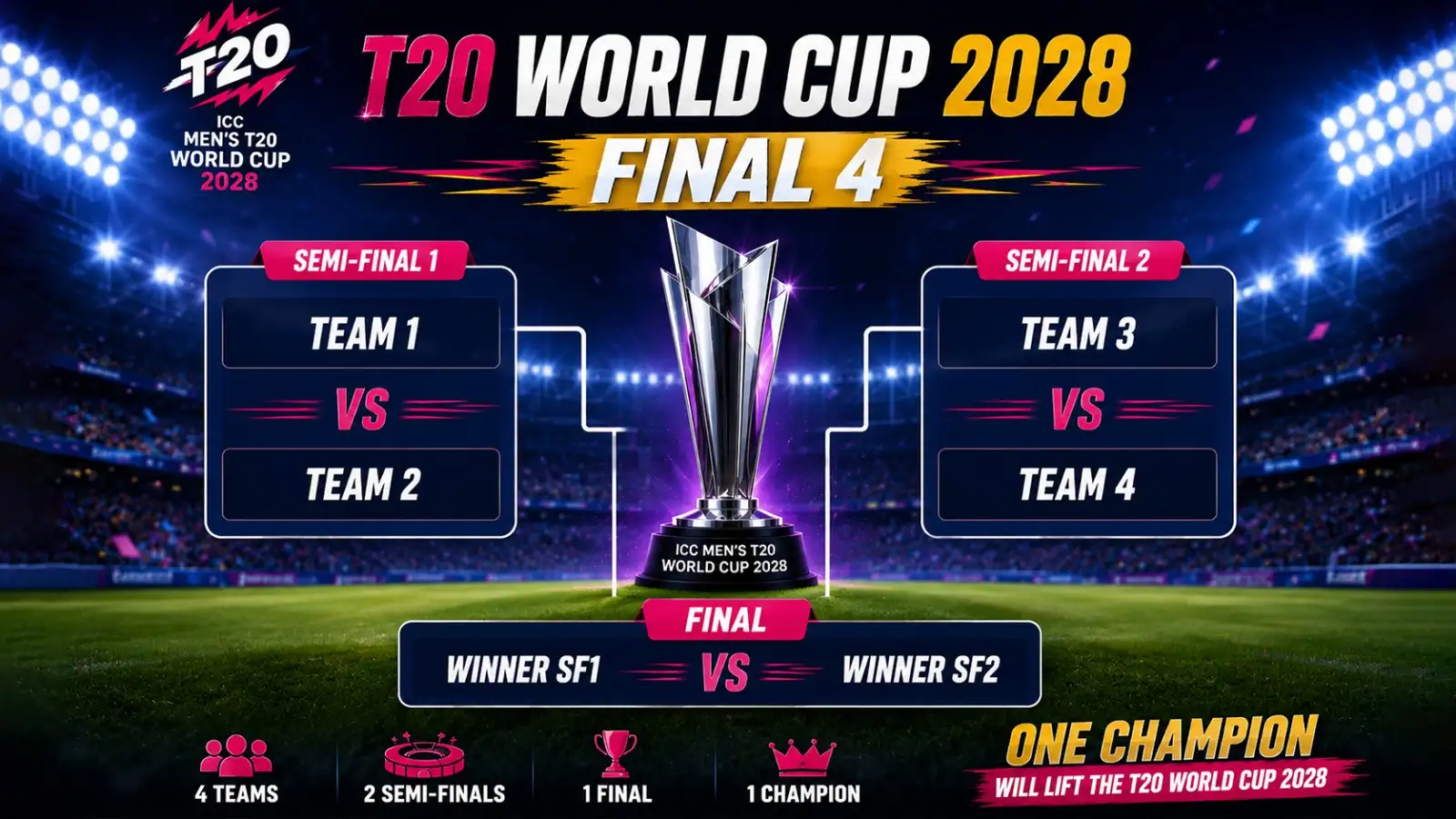 T20 world cup 208 final 4 team streactur